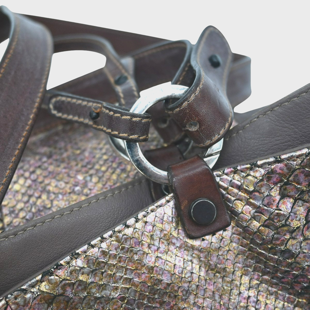 Pauric Sweeney Brown Metallic Python Leather Shou… - image 7